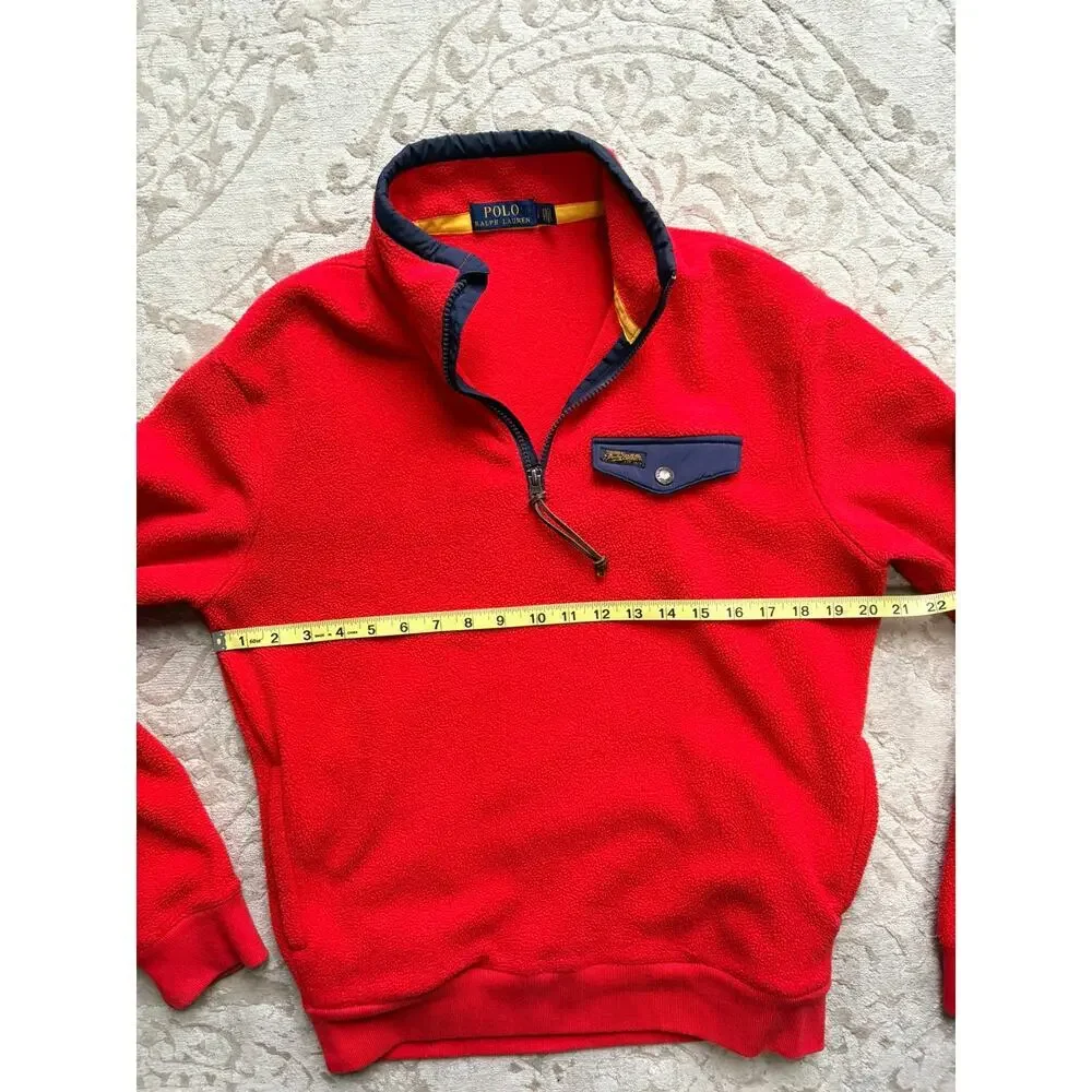Polo Ralph Lauren Red Fleece Half Zip Pullover Men’s S